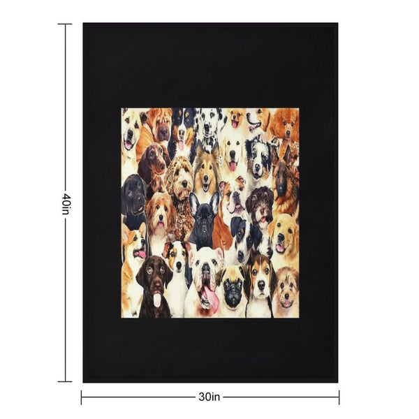 Dog Crowd Wrinkle-free Throw Blanket