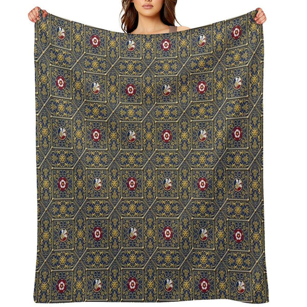 Hampton Court Renaissance Heraldic Tudor Rose Throw Blanket