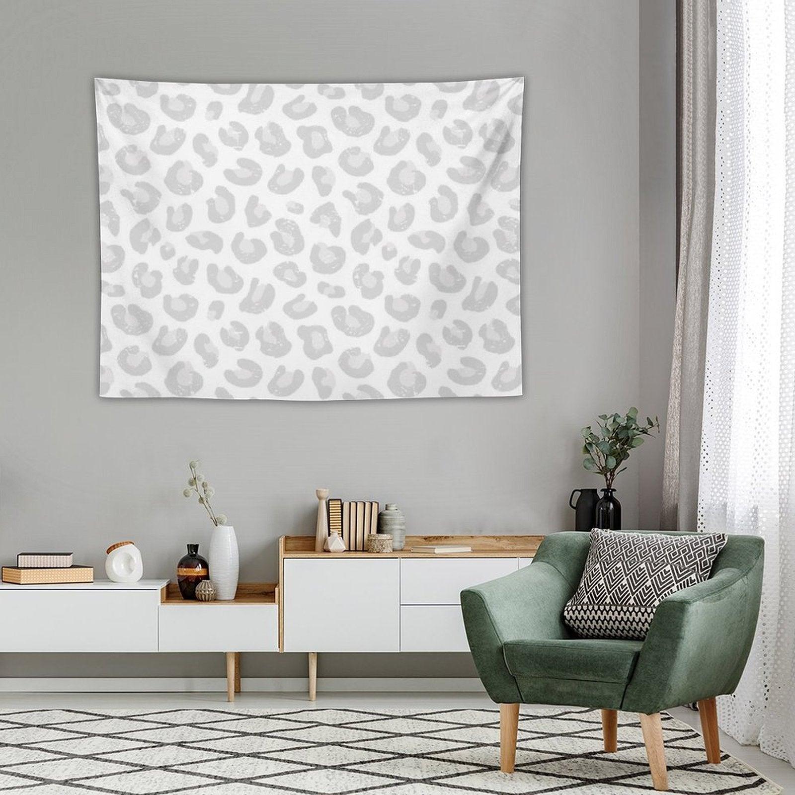 Leopard Print - Silver Gray And White Tapestry