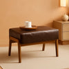 Rectangular Leather Ottoman Bench Twenty Four Point Five Inches Walnut
