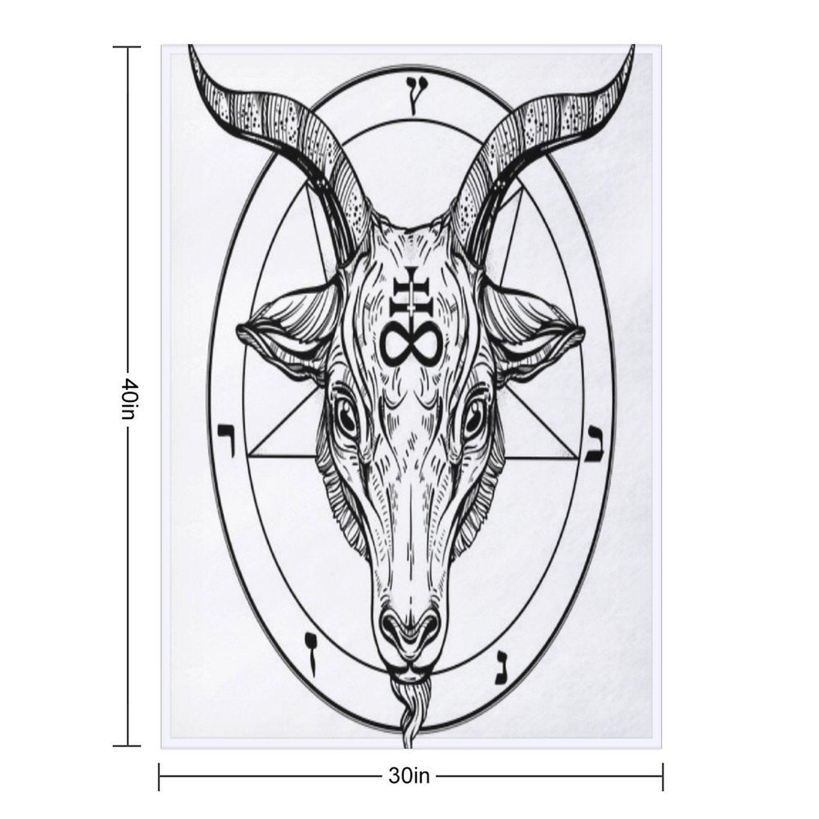 Baphomet Goat Head with Pentagram Occult Symbolism Or Satanist Symbols Throw Blanket