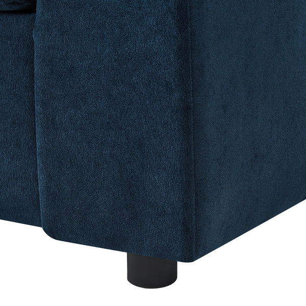Modern Style Armchair Chaise Lounge  with Movable Storage Ottoman, USB Ports, and Cup Holders