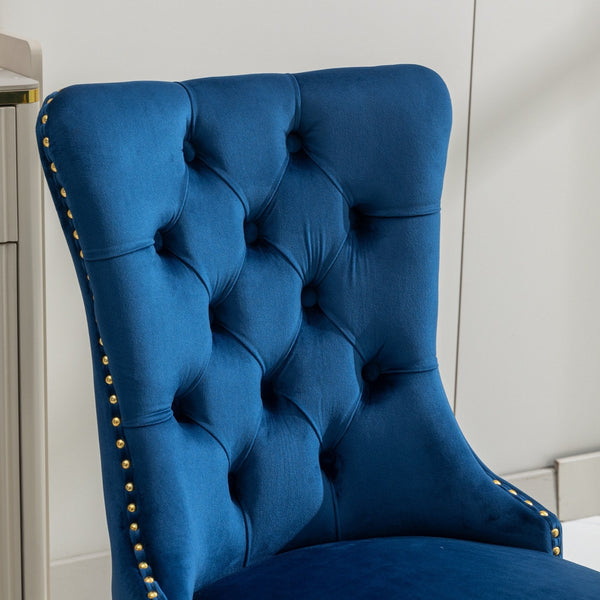 Nikki Collection Modern Tufted Solid Wood Velvet Upholstered Dining Chair with Gold Legs