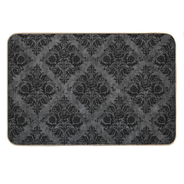Gothic Black Damask Bath Mat