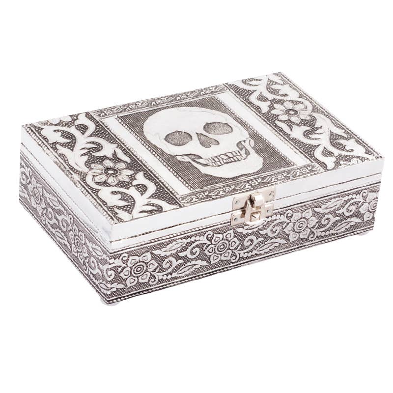 Skull Tin Jewelry Box