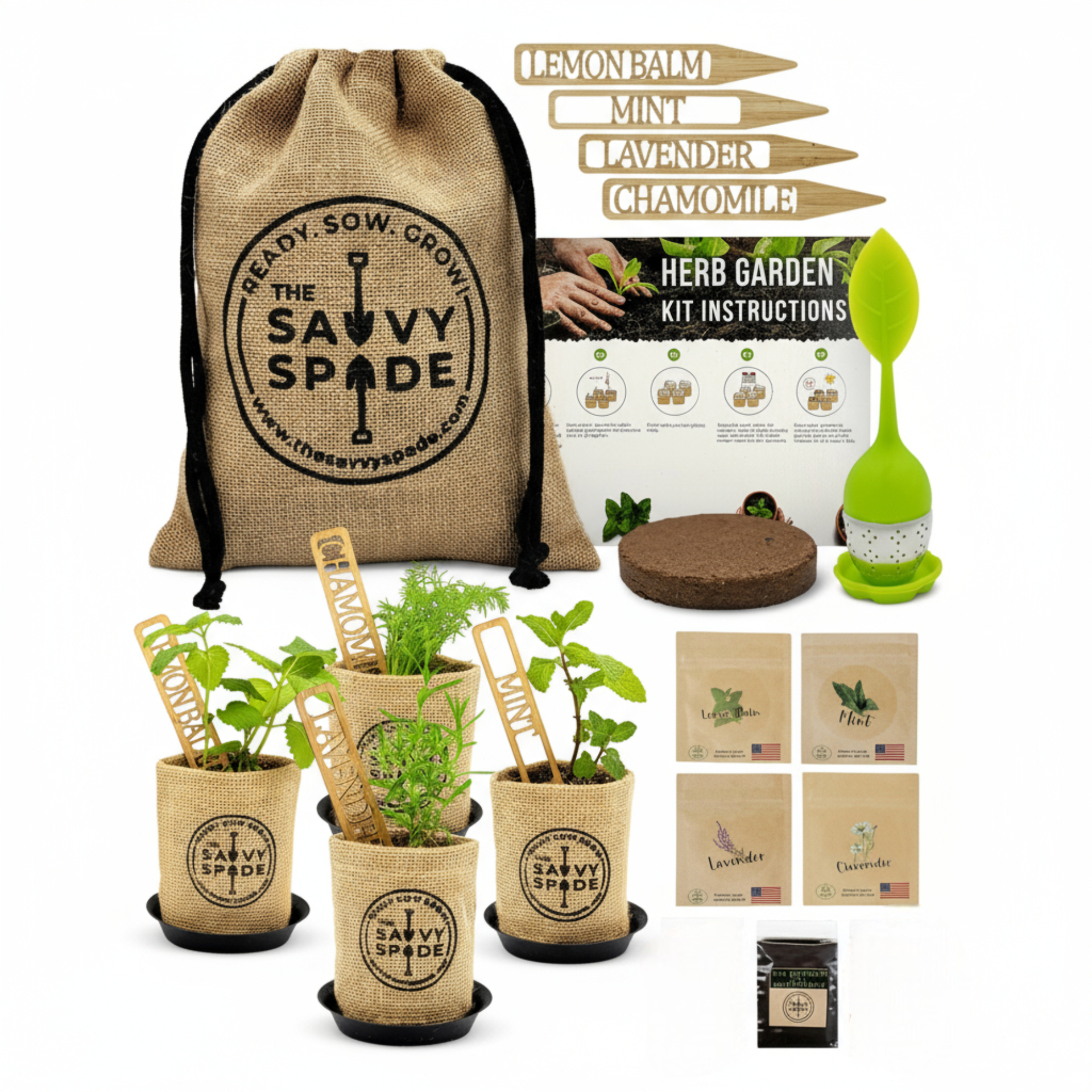 Herbal Tea Garden Kit – Grow Your Own Tea With Organic Seeds & Markers