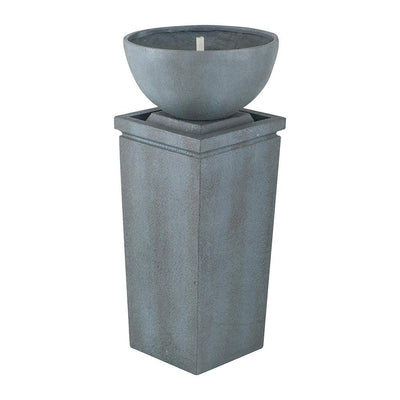Resin Zen Bowl Pedestal Outdoor Fountain 35 Inch