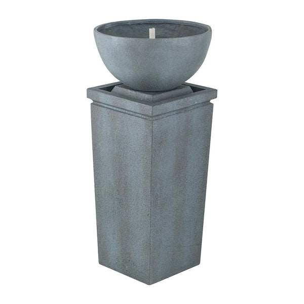Resin Zen Bowl Pedestal Outdoor Fountain 35 Inch