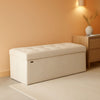 Cream White Storage Ottoman Bench Foldable 15x43x15