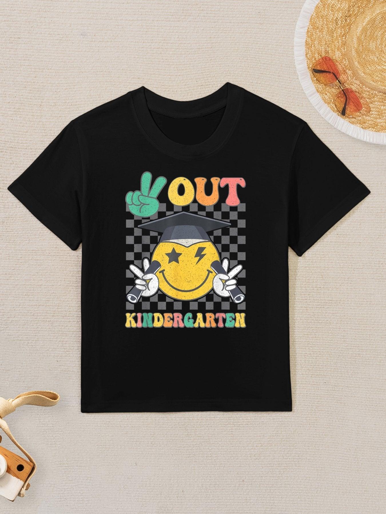 Peace Out KINDERGARTEN Graduation Smile Face Last Day School Kids T-Shirt