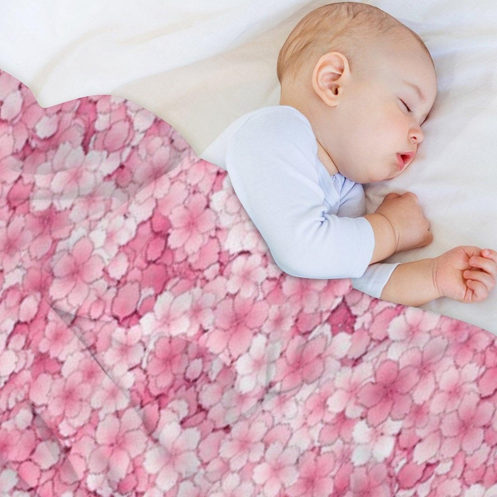 Falling Sakura Cherry Blossom Throw Blanket