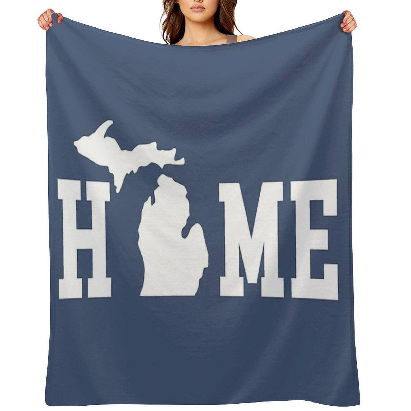 Michigan Is Home - All White Throw Blanket