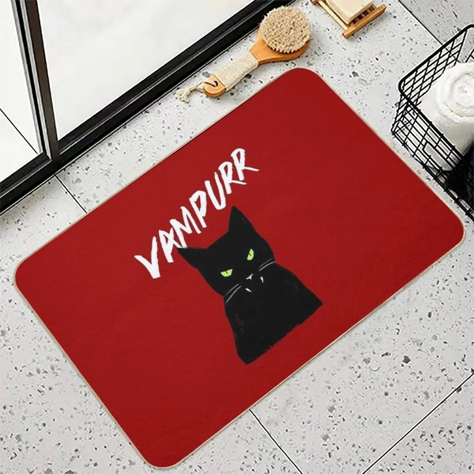 Vampire Cat  Vampurr Halloween Kitty Bath Mat
