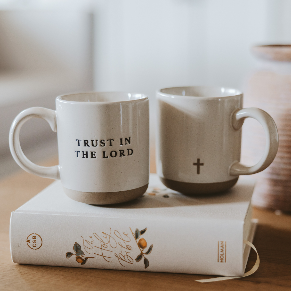 Cross Stoneware Coffee Mug - Home Decor & Gifts