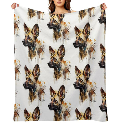 African Wild Dog Compact Throw Blanket