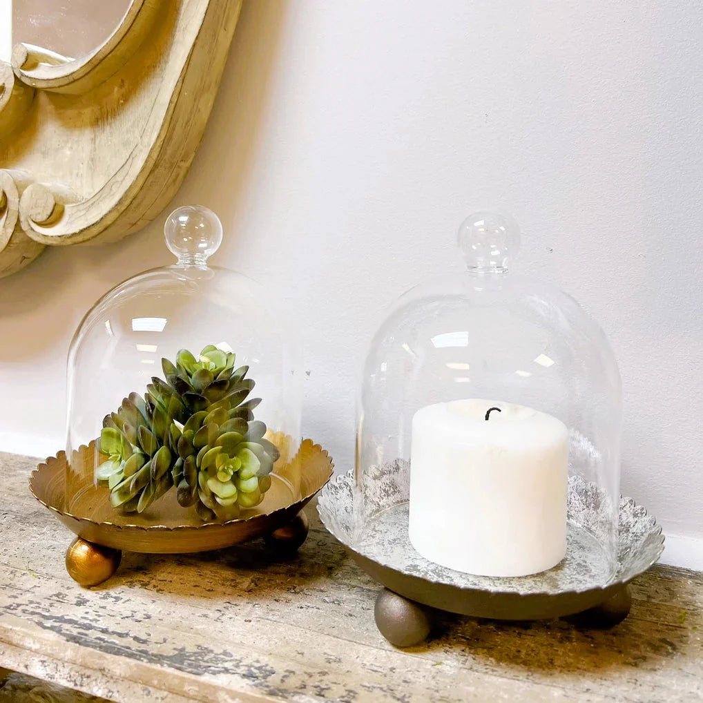 Cloche Candle Holder with Metal Plate
