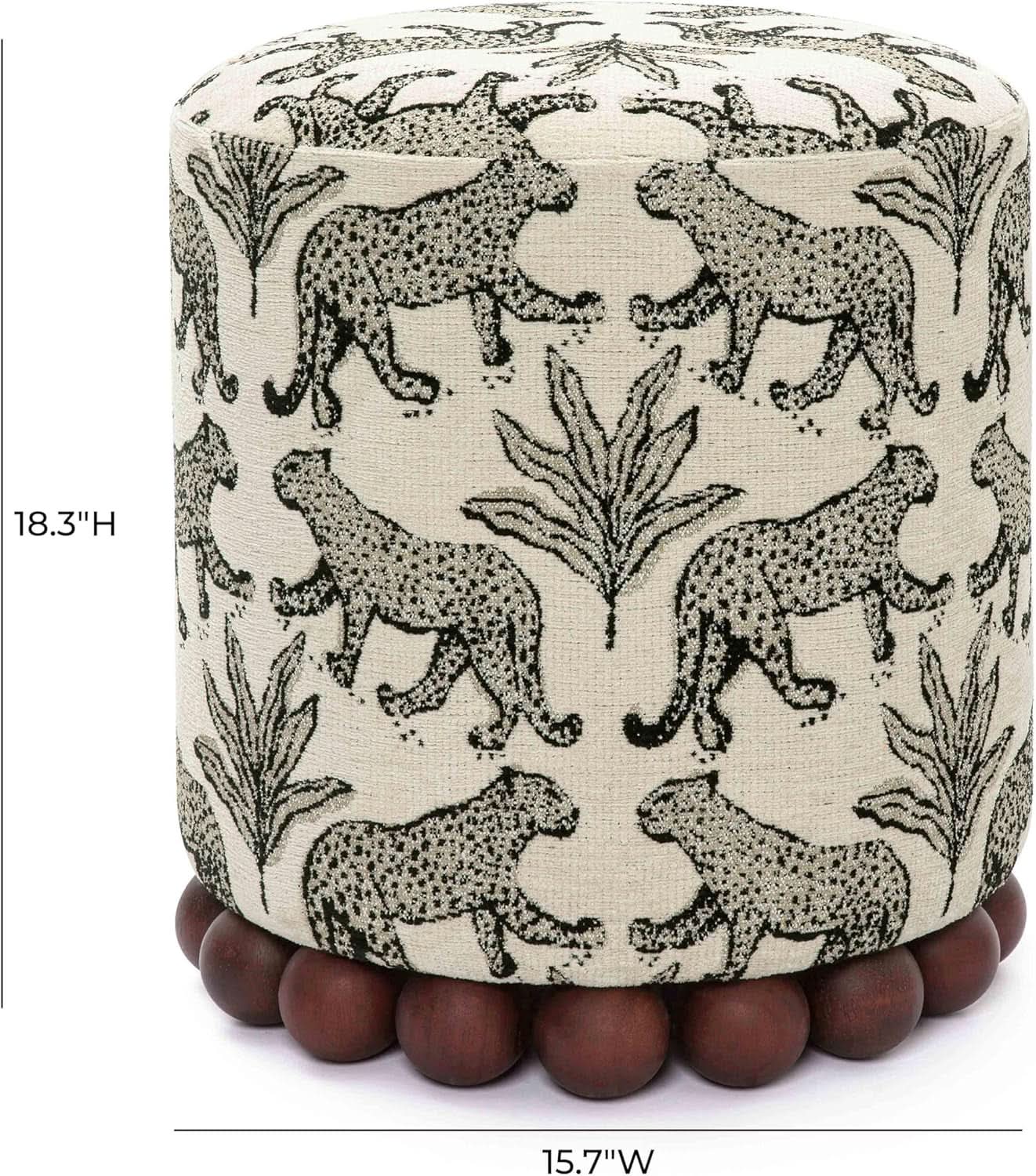 Dex Taupe Leopard Jacquard Ottoman Fully Assembled