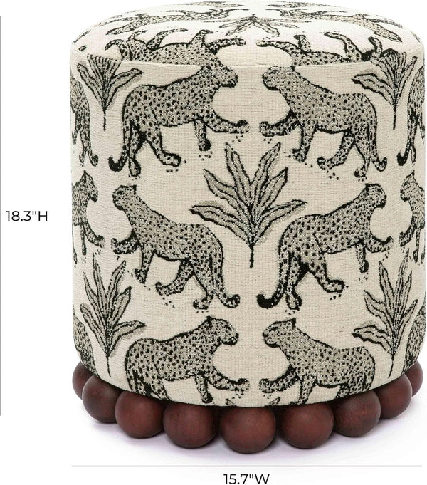 Dex Taupe Leopard Jacquard Ottoman Fully Assembled