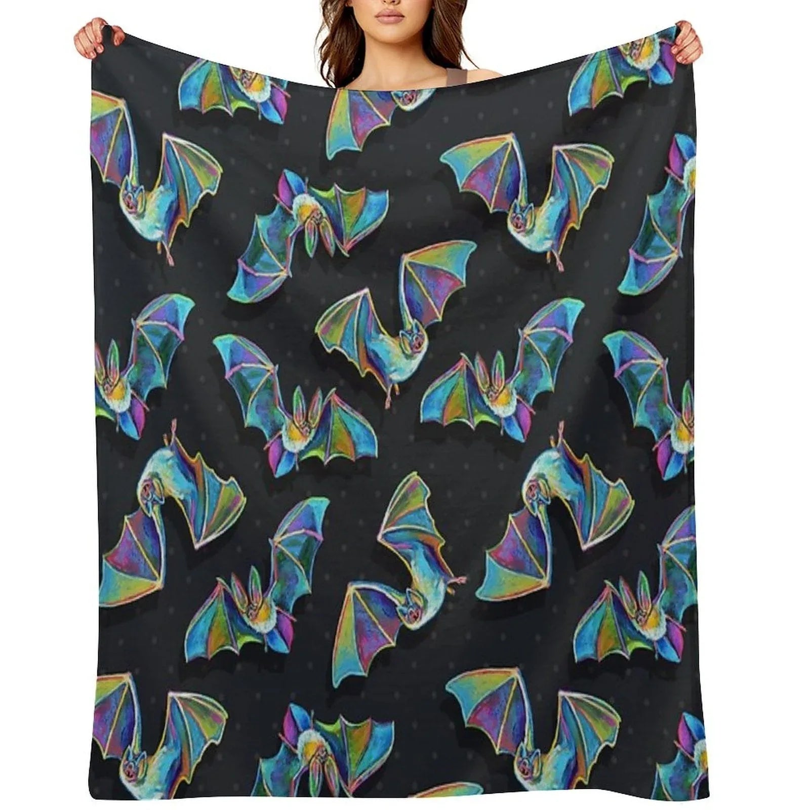 Psychedelic Bat Pattern by Robert Phelps Throw Blanket