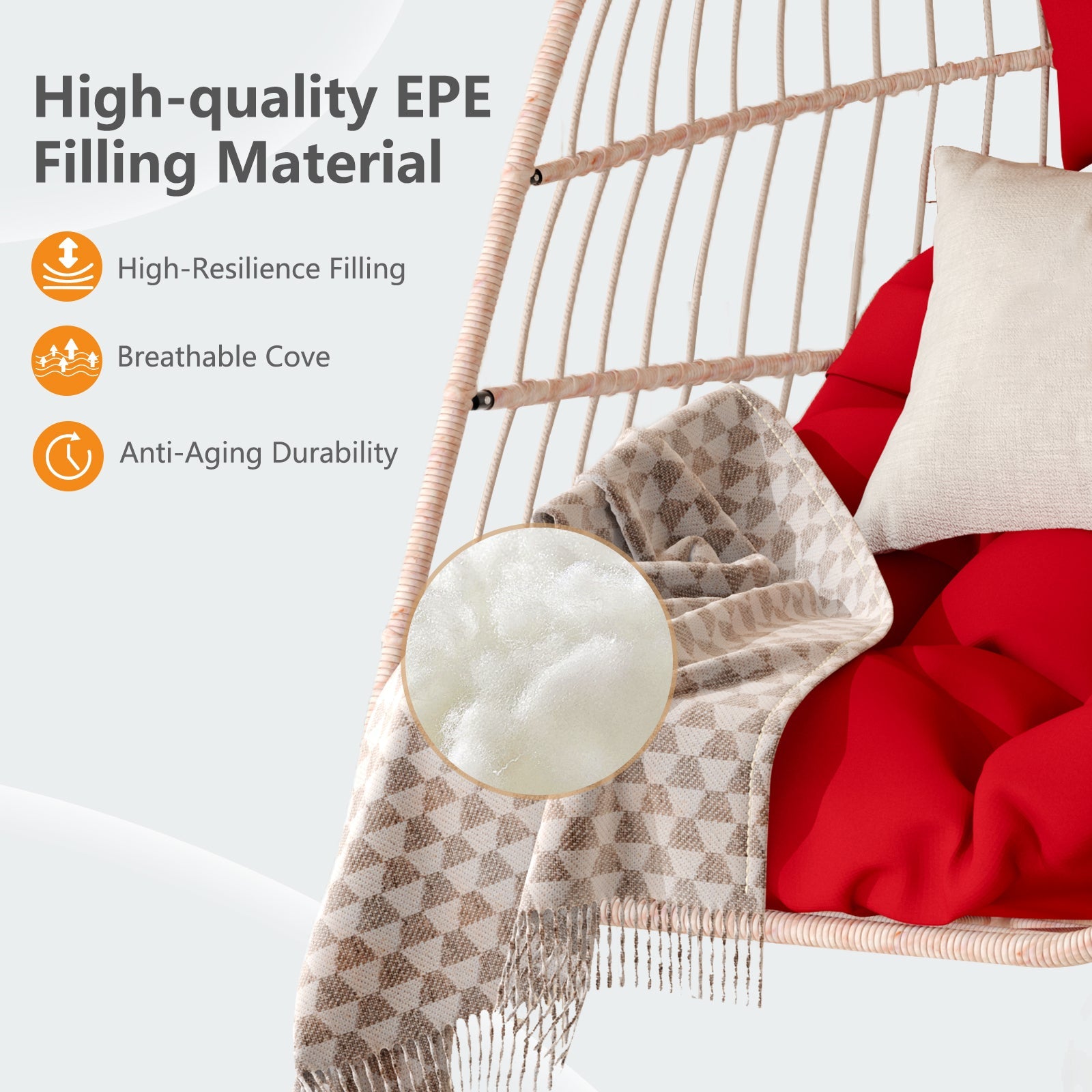 Outdoor Garden Rattan Egg Swing Hanging Chair PE Wicker Hanging Chair for Outdoor Patio