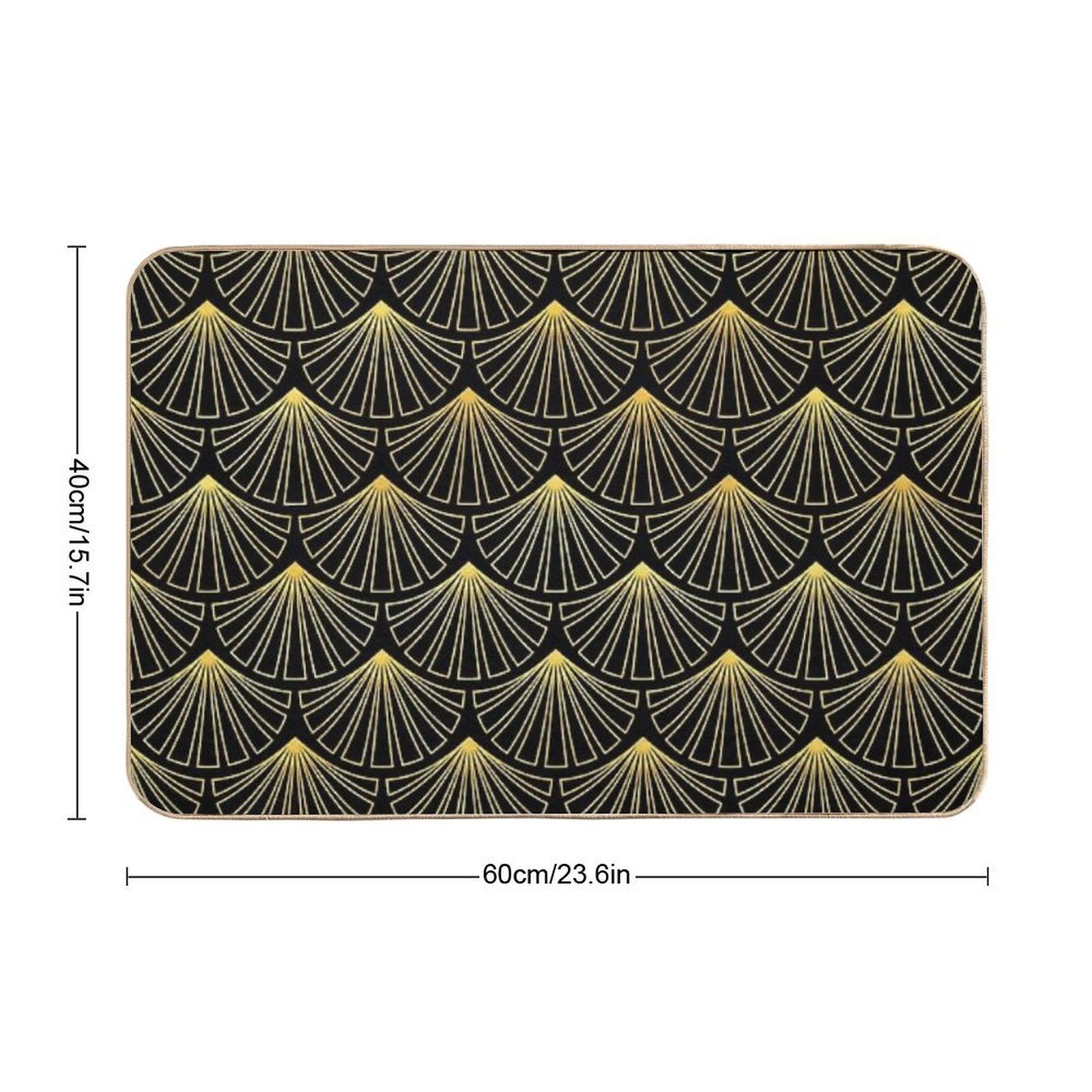 (Faux) Singapore Art Deco Motif Pattern Bath Mat
