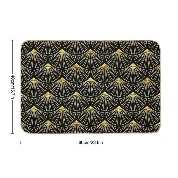 (Faux) Singapore Art Deco Motif Pattern Bath Mat