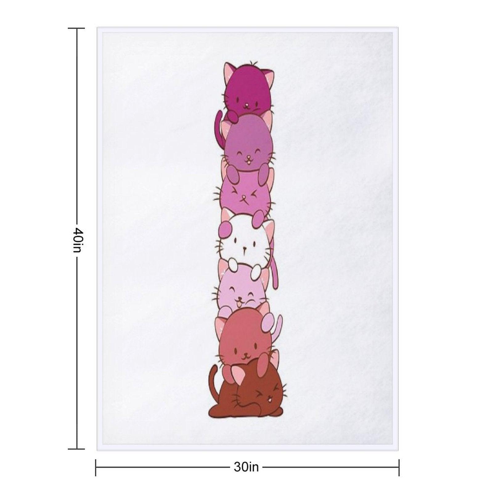 Lesbian Pride Flag Kawaii Cats Throw Blanket