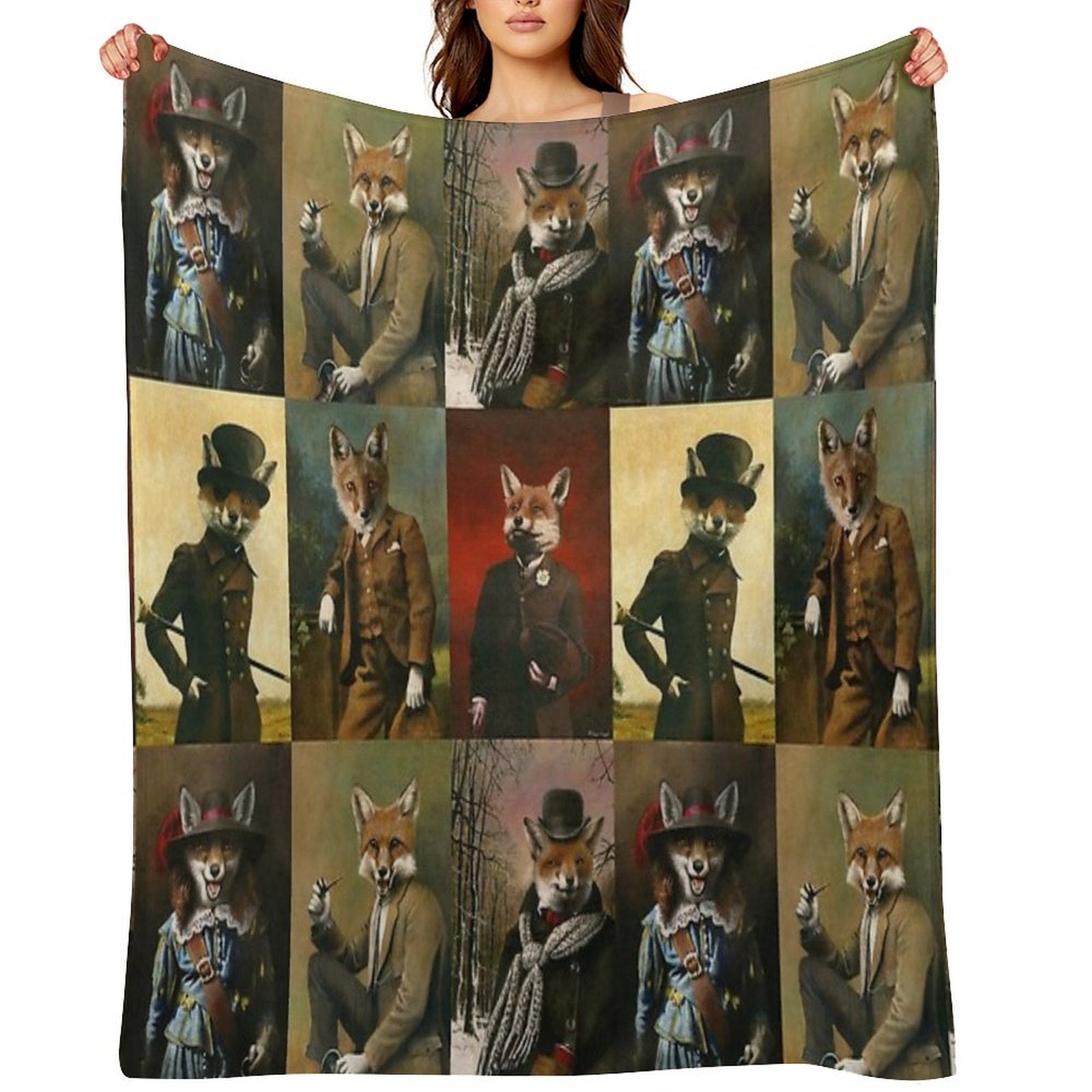 Vintage And Historical Foxes Multi-functional Throw Blanket