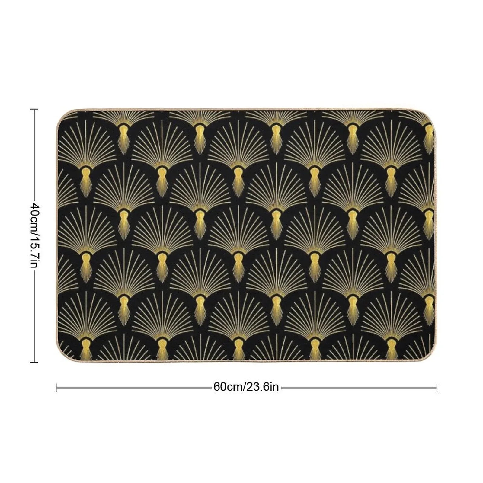 Vintage Hollywood Elegant Golden And Black Art Deco  Pet-Safe Bath Mat