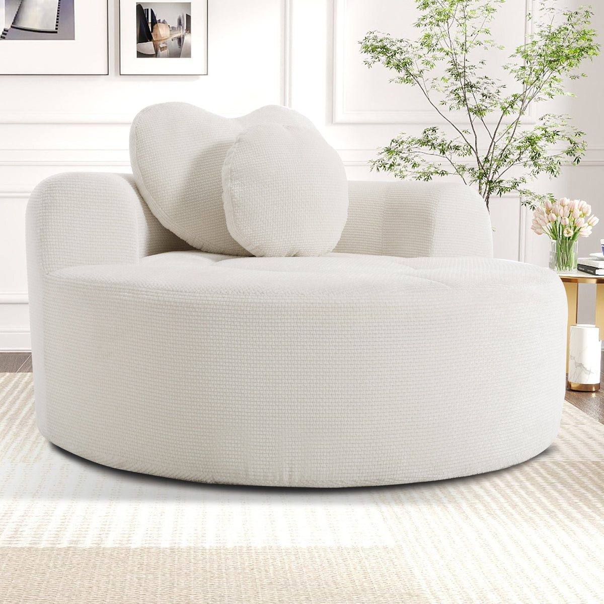 Round Sofa Bed with Memory Foam Sectional Couches for Living Room