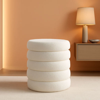 Round Ottoman With Hidden Storage And Cushioned Top