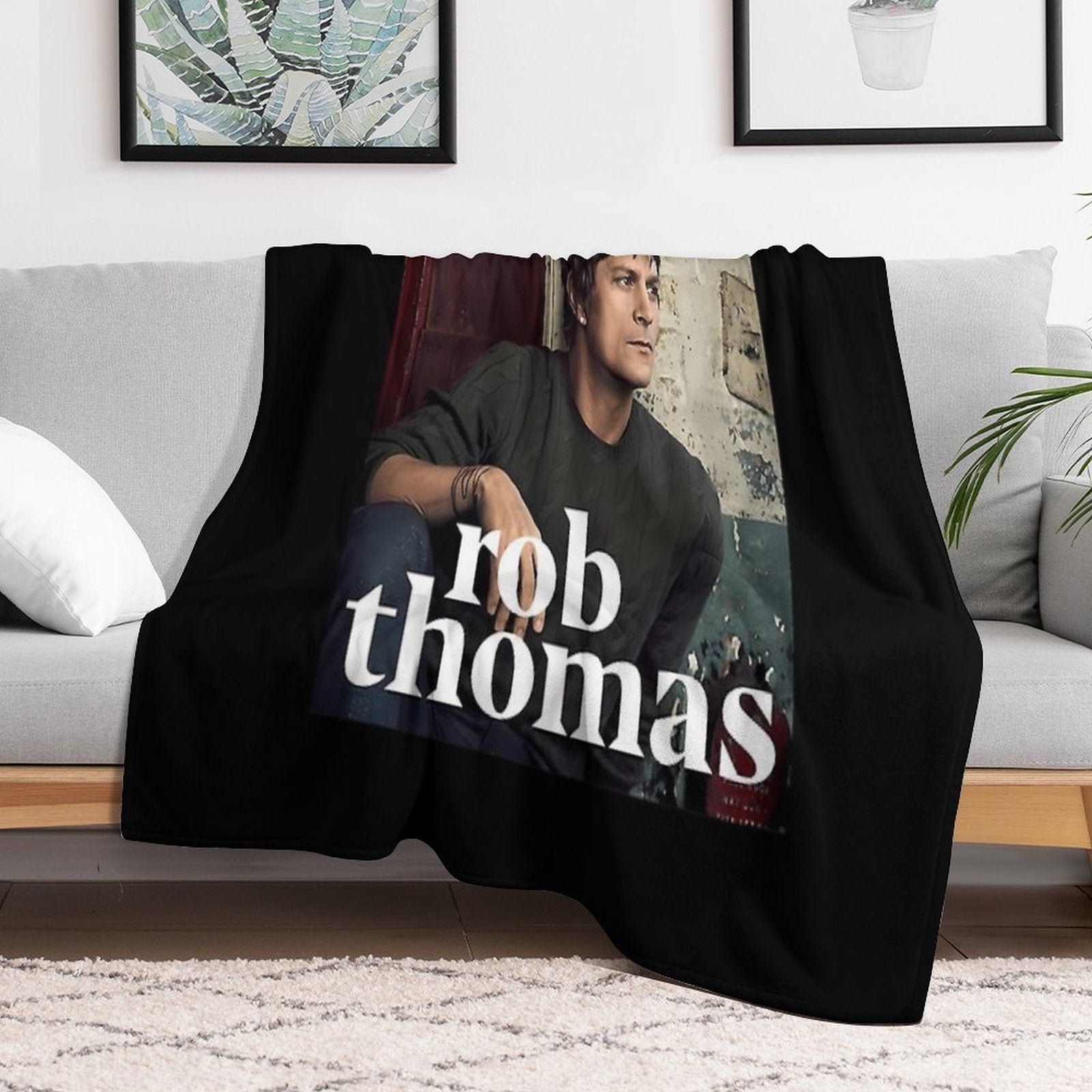 Rob Thomas Singer Music Band Sustainable Throw Blanket