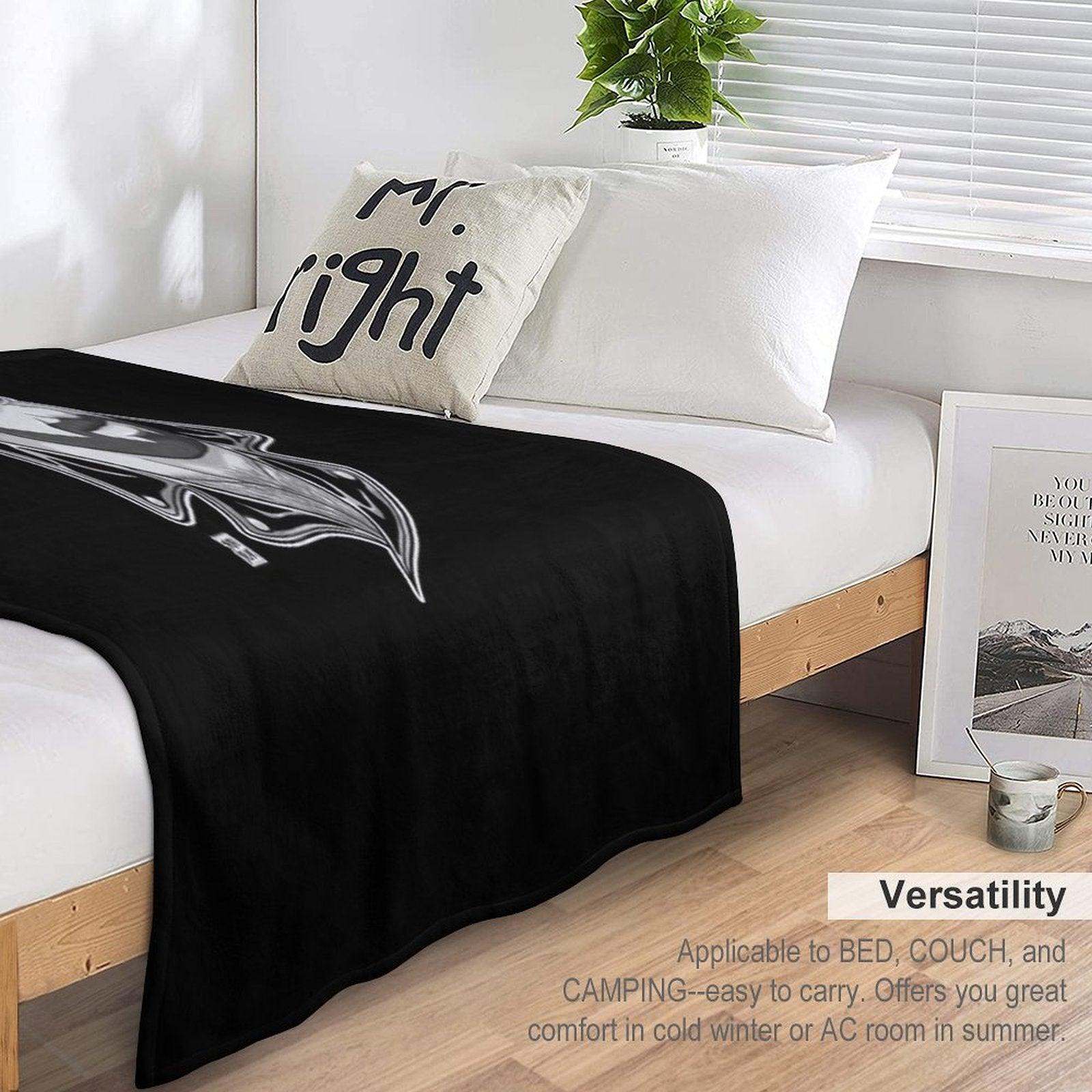 ADAM LIKES LEATHER - BLACK AND WHITE Throw Blanket