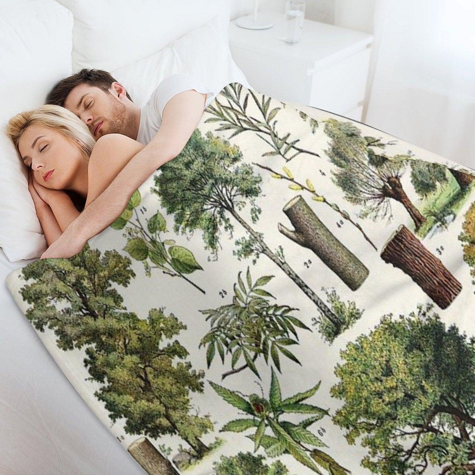 Adolphe Millot - Arbres A - French Vintage Botanical Poster Throw Blanket