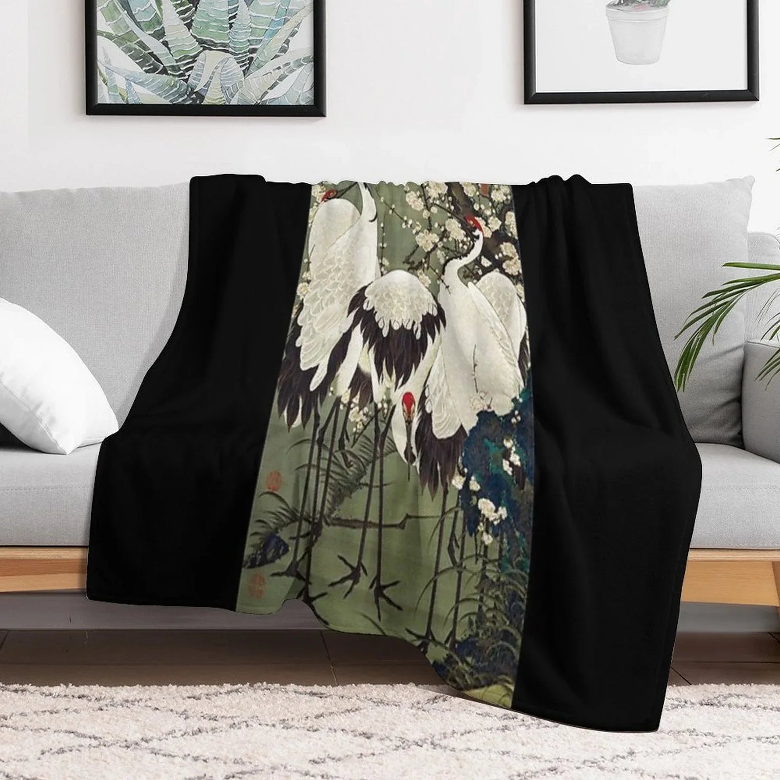 Favourite Artist - Plum Blossoms And Cranes - Ito Jakuchu Throw Blanket