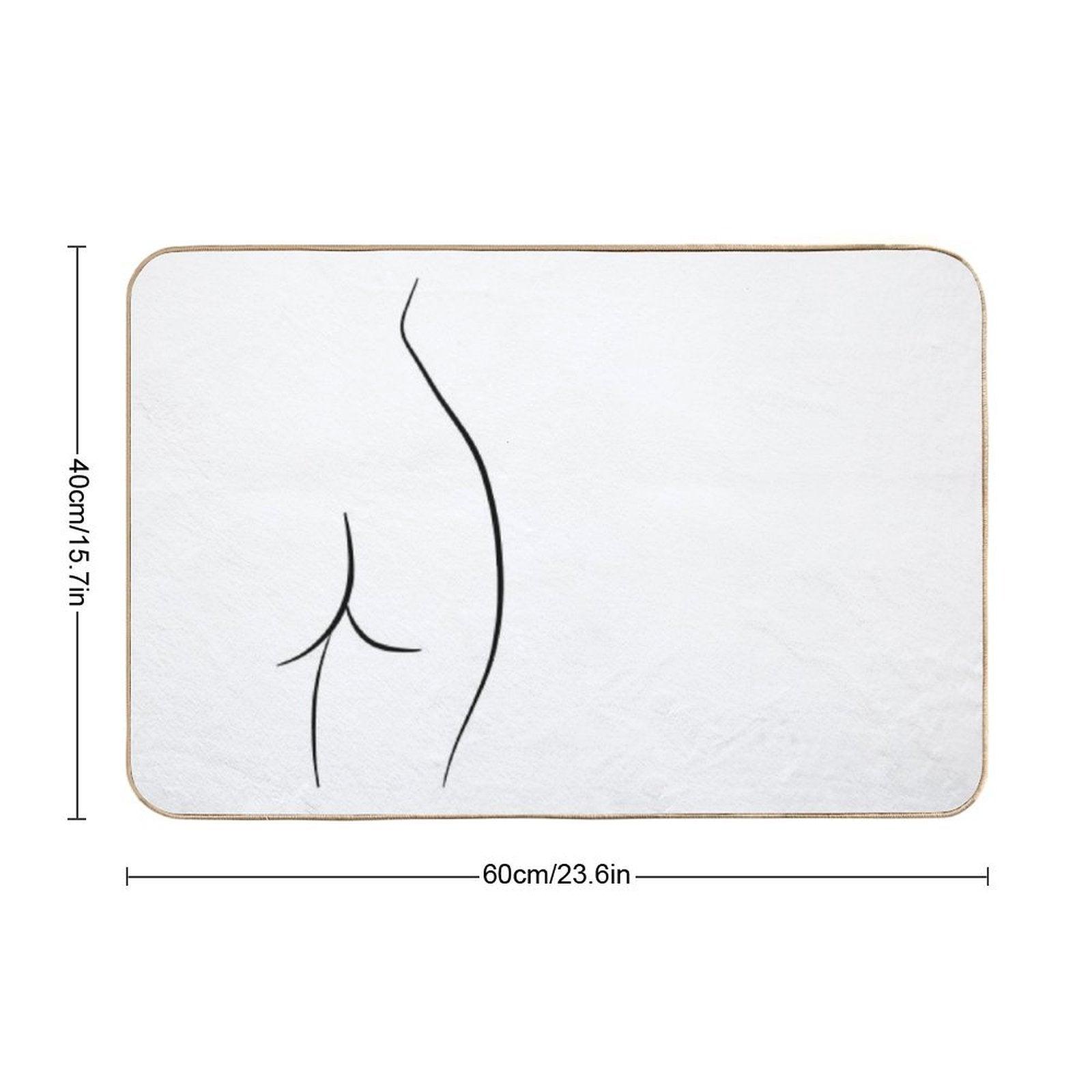 Naked Butt Line Drawing - Curvy Chiara Bath Mat