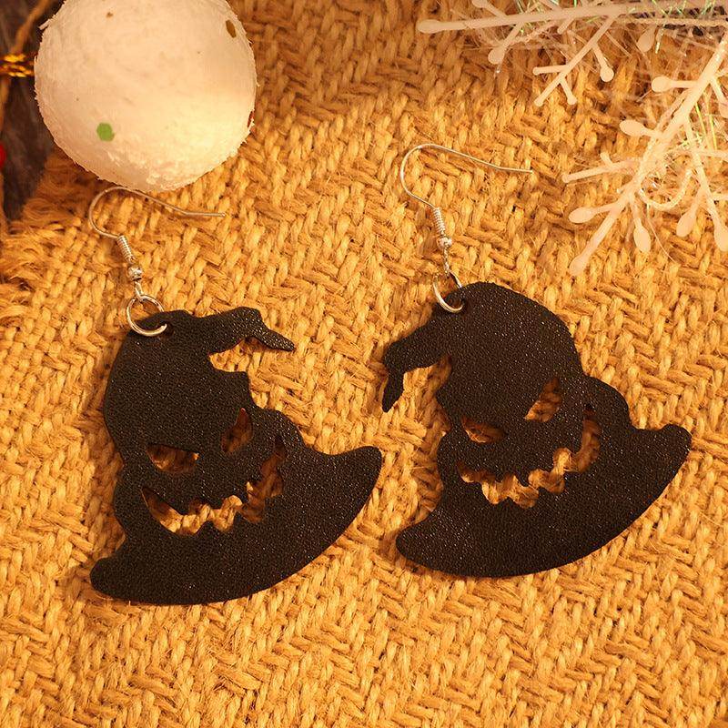 PU Leather Hat Shape Earrings for Fashionable Style