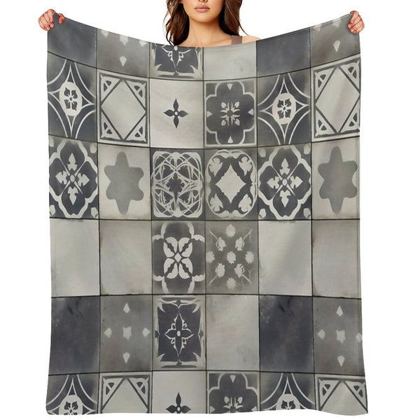 Vintage Geometric Tile Pattern Design Compact Throw Blanket