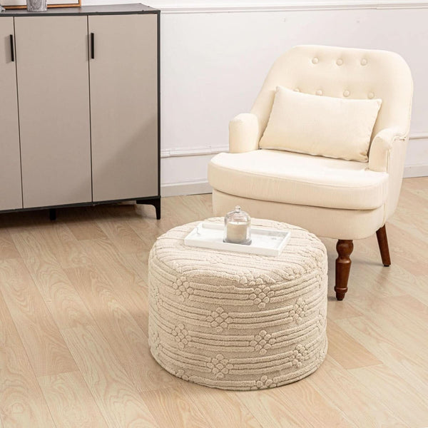Ultra Plush Floor Pouf Ottoman Foot Rest Light Coffee