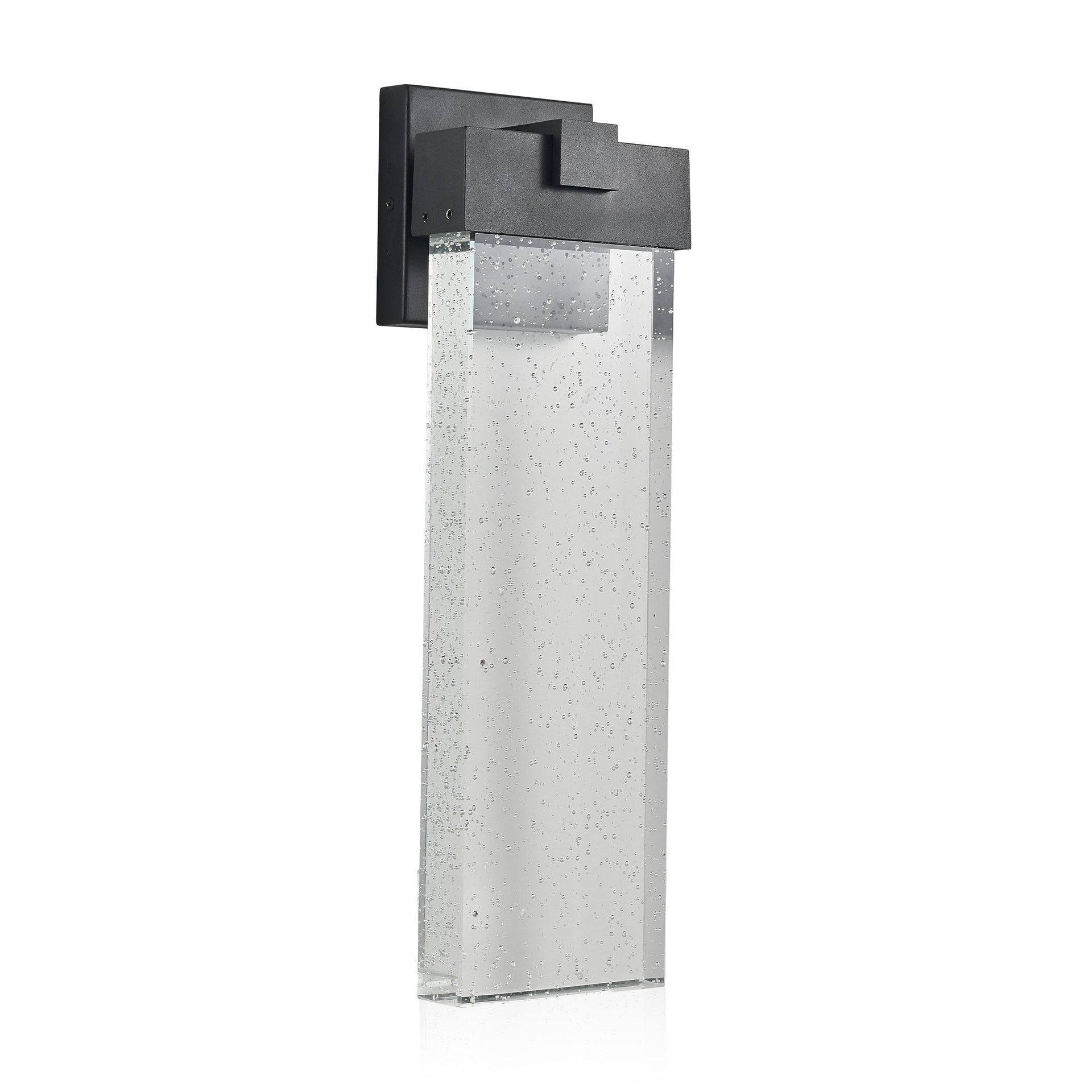 1-pack Modern Outdoor Wall Light Fixture, Weatherproof LED Wall Sconce with Bubble Crystal, Black Finish, Up and Down Lighting for Porch, Patio, and Garden