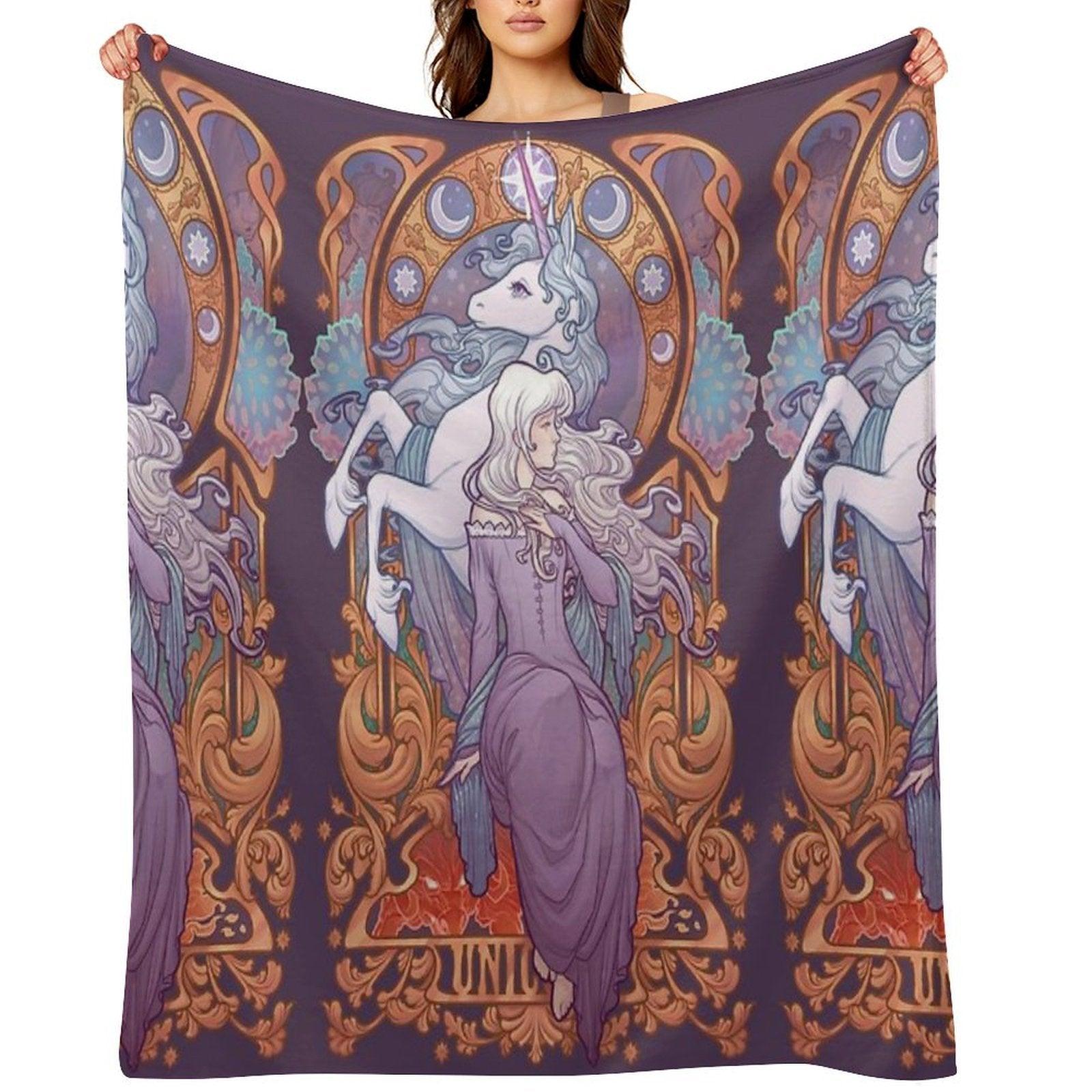 Lady Amalthea - The Last Unicorn Throw Blanket