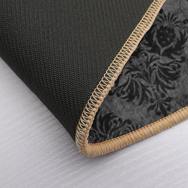 Gothic Black Damask Bath Mat