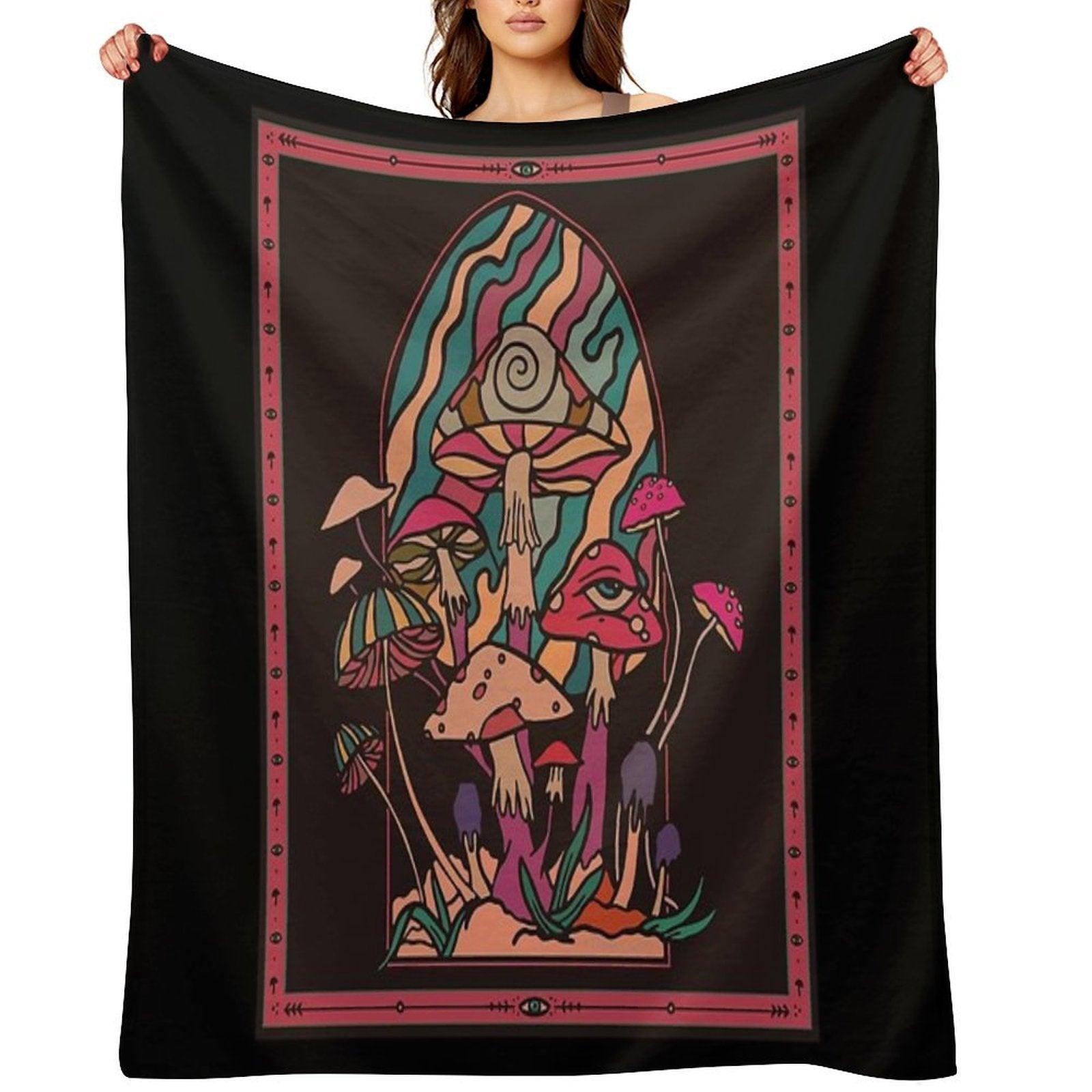 The Mushroom Tribe  Garden of Shrooms Throw Blanket