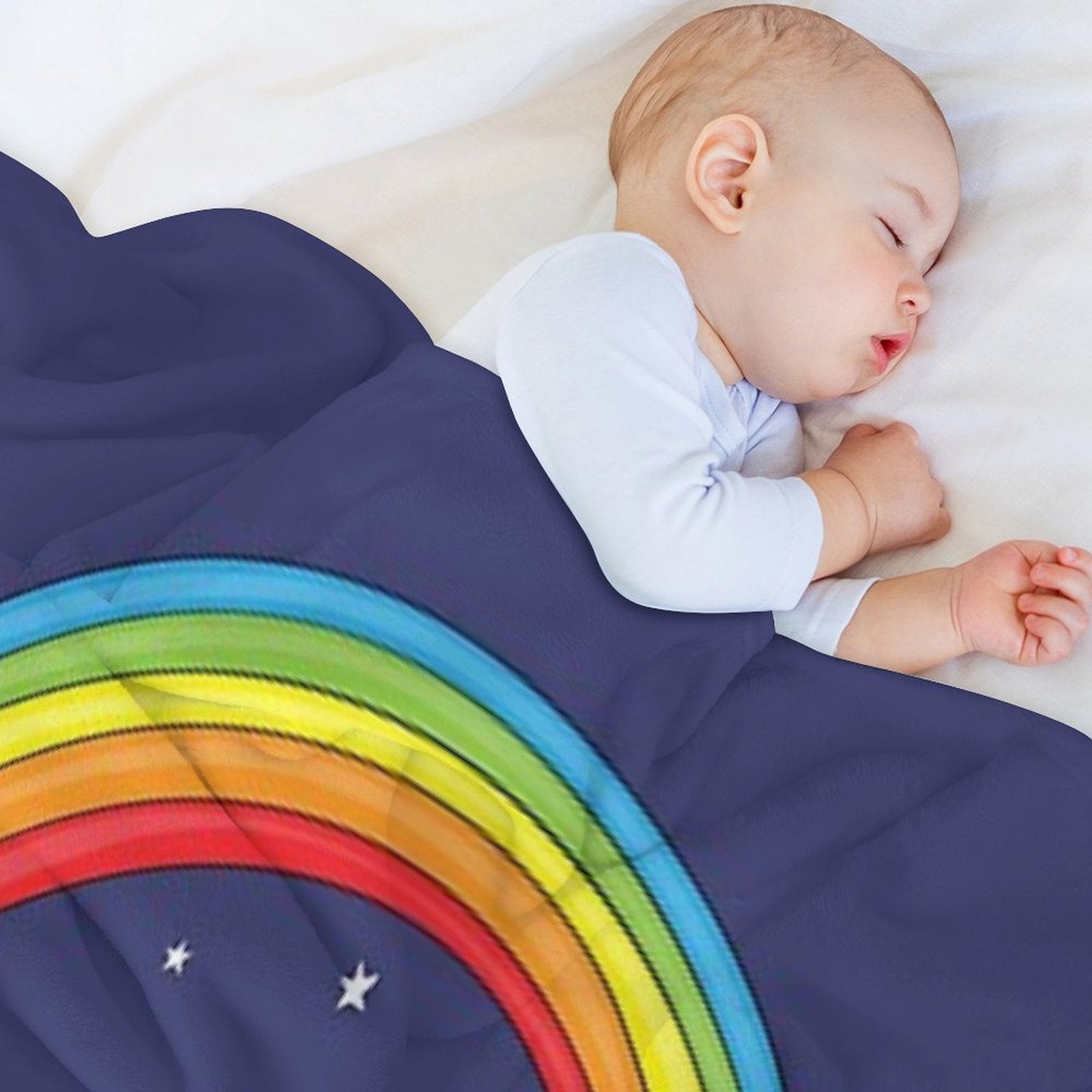 Hebrew Ahava & Love with A Cute Unicorn Under A Rainbow Multi-functional Throw Blanket