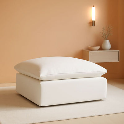 White Hemp Velvet Ottoman Footstool Removable Covers