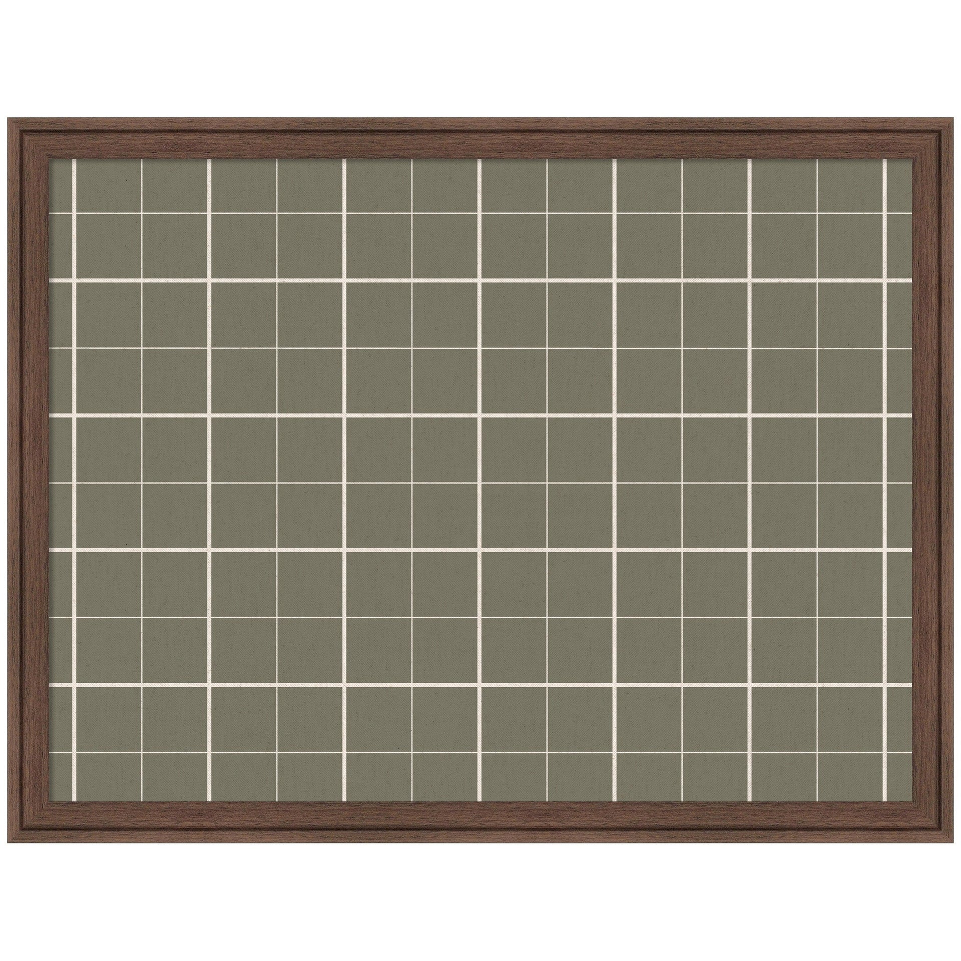 Framed Fabric Pinboard Sage Green Plaid Wall Organization