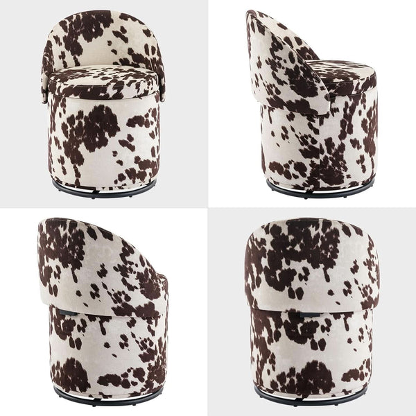 Rotating Brown Storage Ottoman With Hidden Compartment