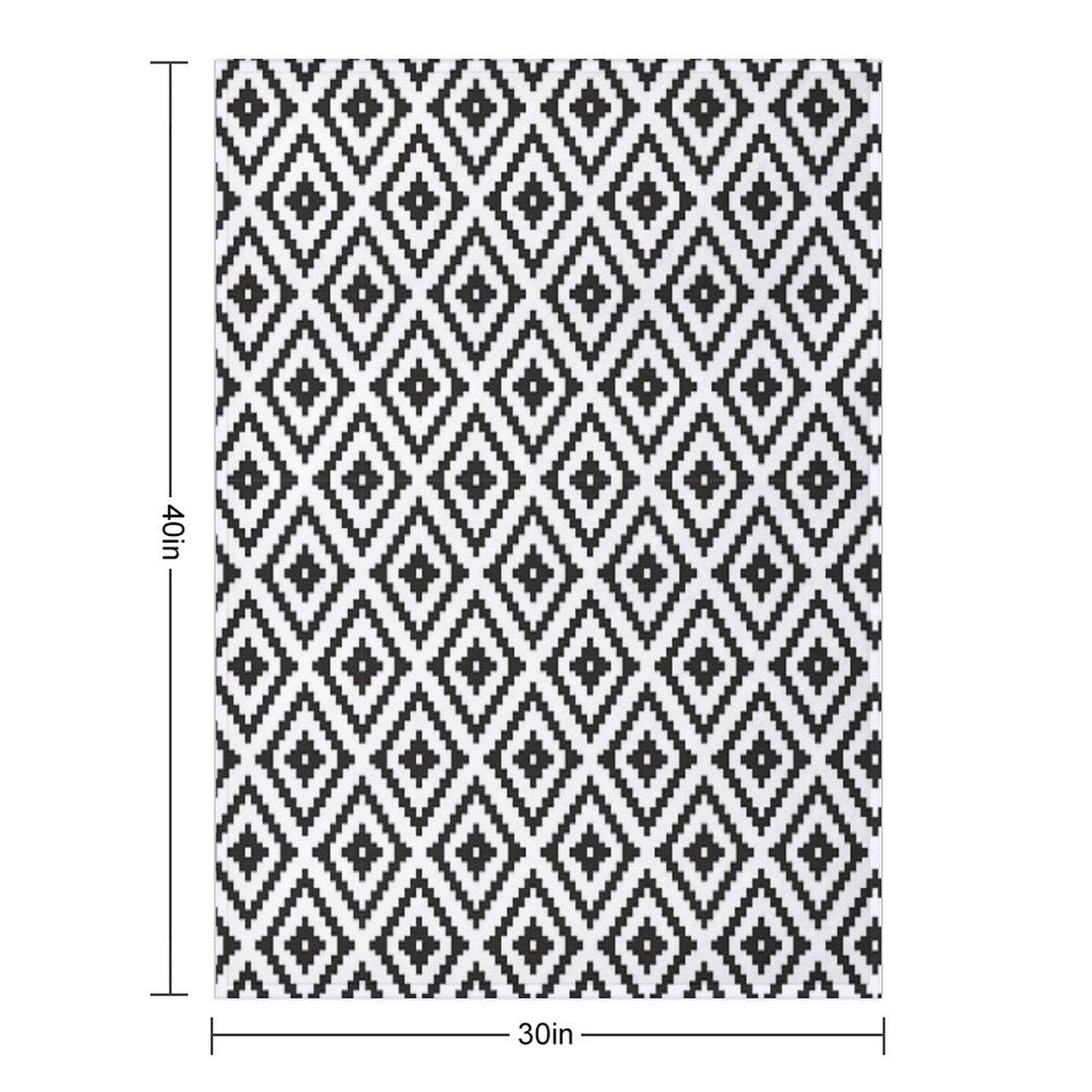 Aztec - Black on White Throw Blanket