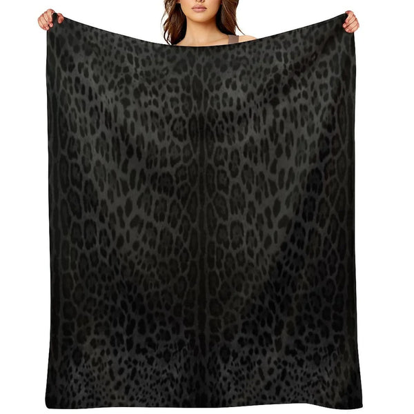 Black Leopard Print Skin Throw Blanket