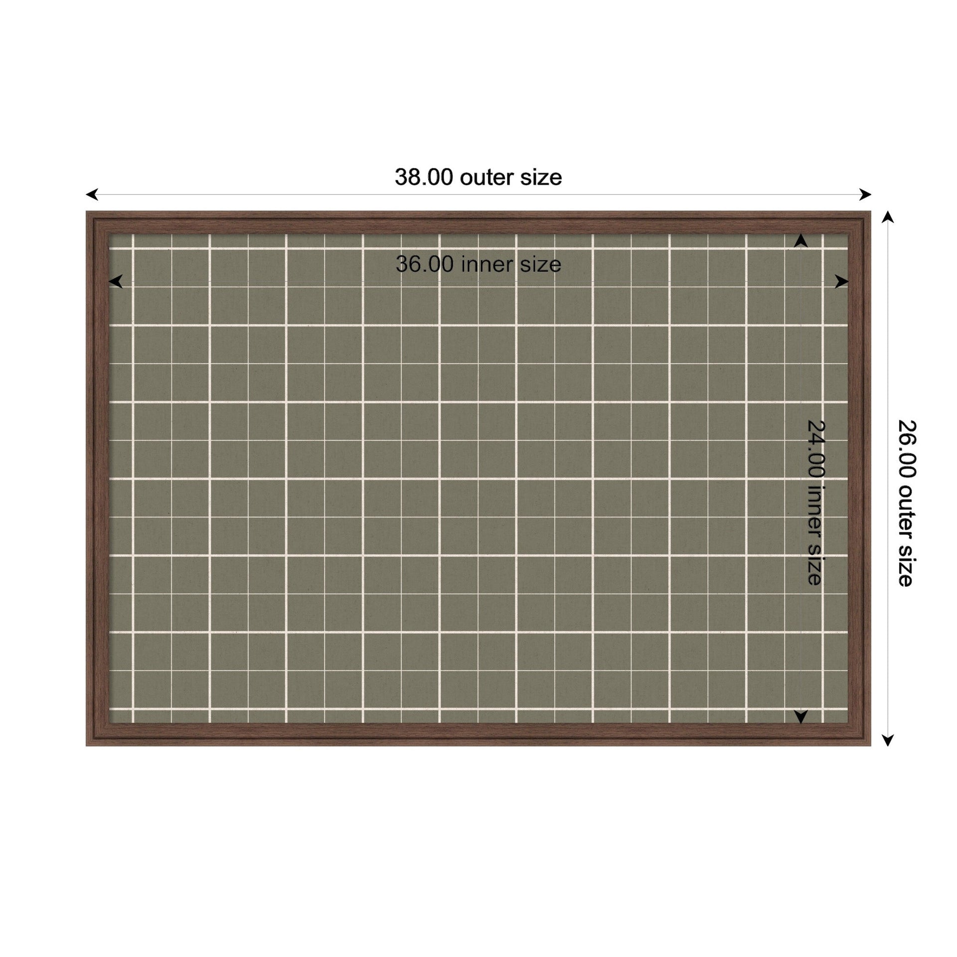 Framed Fabric Pinboard Sage Green Plaid Wall Organization